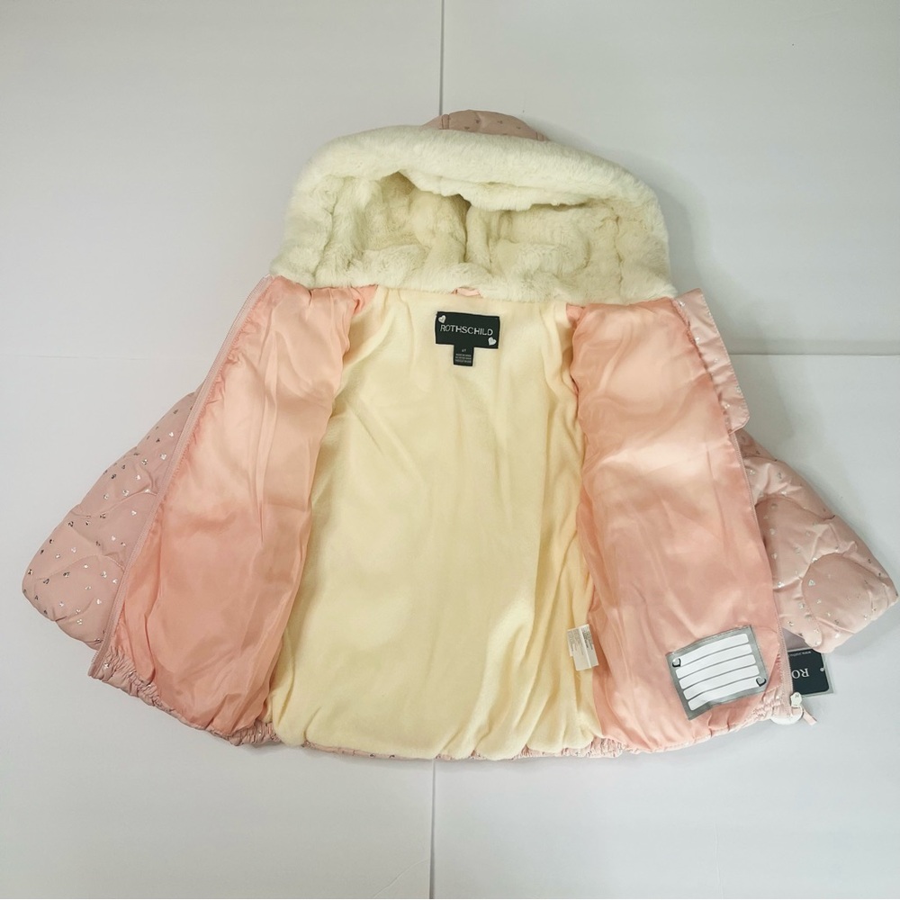 Rothschild Toddler Girls Pink Puffer Jacket with Mittens Size 4T NWT - Picture 2 of 5